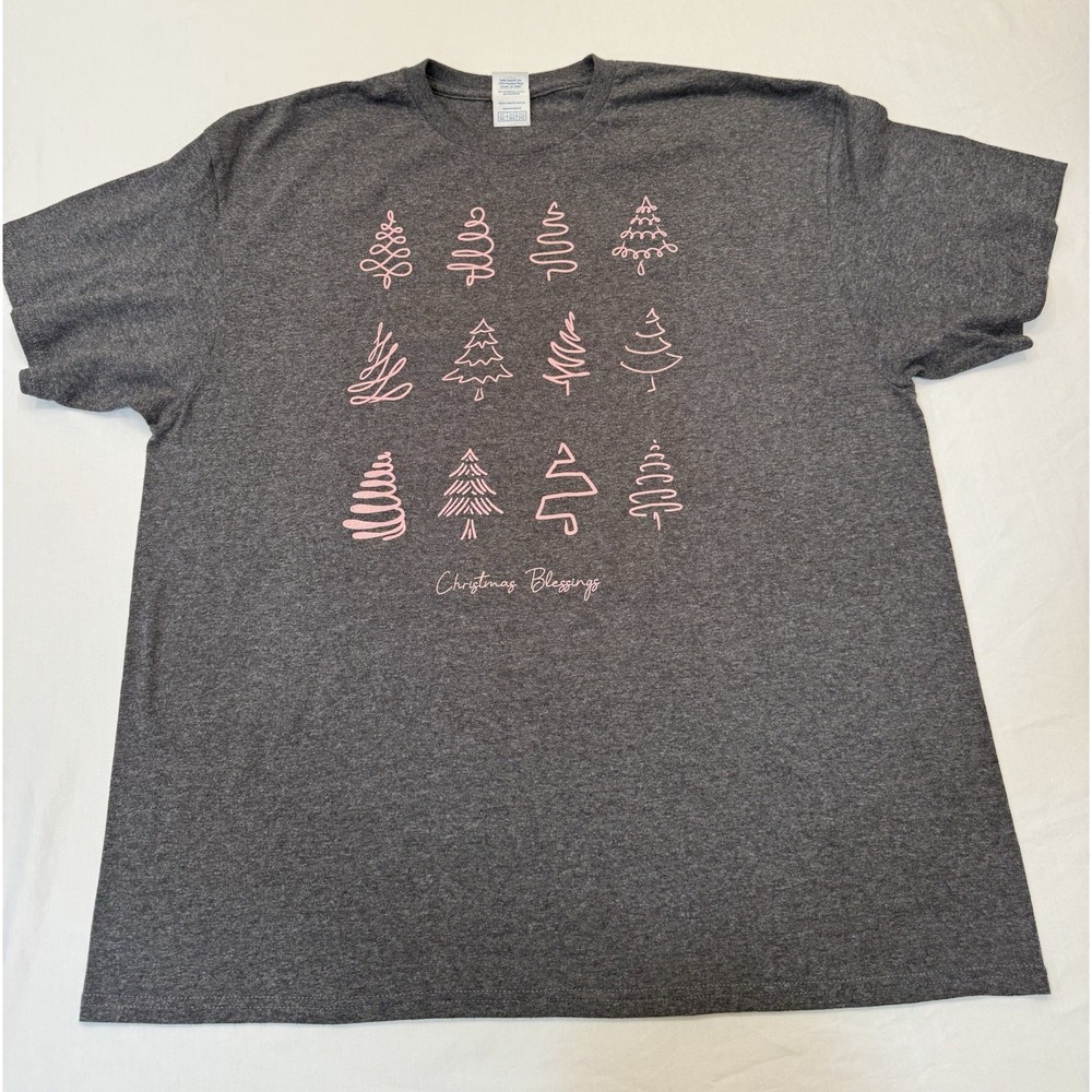 Christmas T-Shirt "Christmas Blessings" Women's Sz 2X Gray/Pink